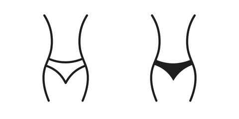 Female hips and waist icon vector editable. black vectors set