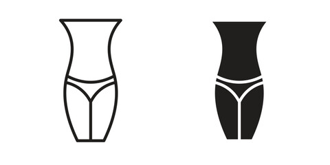 Female hips and waist icon vector editable. black vectors set