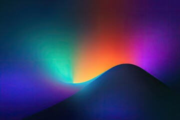 Abstract vibrant colors curve over dark silhouette