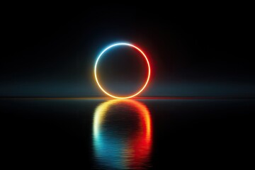 Neon circle over water (1)