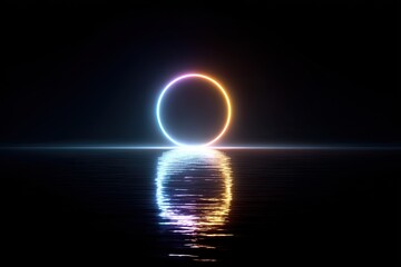 Neon circle over water (2)
