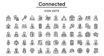 Solid Black Connected Icons: Network, Link, and Relationship Symbols