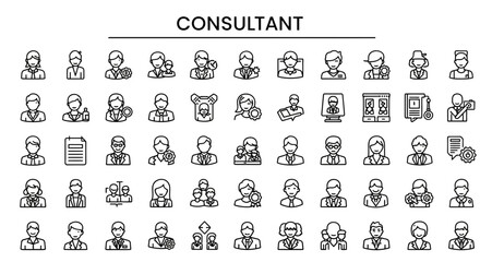 Solid Black Consultant Icons: Expert, Advisor, and Professional Symbols