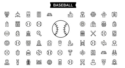 Solid Black Baseball Icons: Bat, Ball, and Diamond Sports Symbols