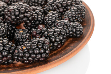 Sweet fresh blackberry isolated on white background.