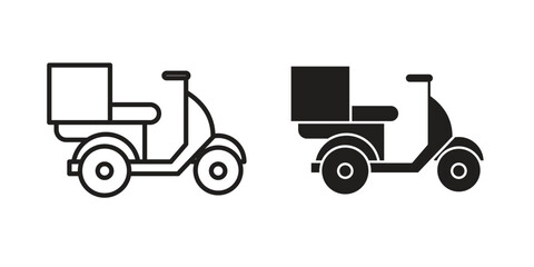 Delivery scooter icon vector editable. black vectors set