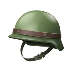 Fototapeta premium Authentic vintage military helmet with leather strap detail, perfect for historical reenactments or patriotic designs