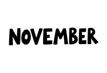 Black November Text on Transparent Background, Bold Typography Design Element