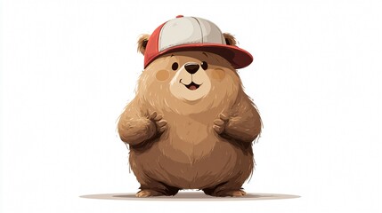 Adorable Cartoon Bear Wearing Cap Vector Illustration for Fun and Creative Designs