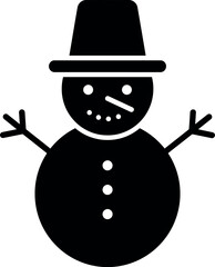 Black snowman icon with top hat