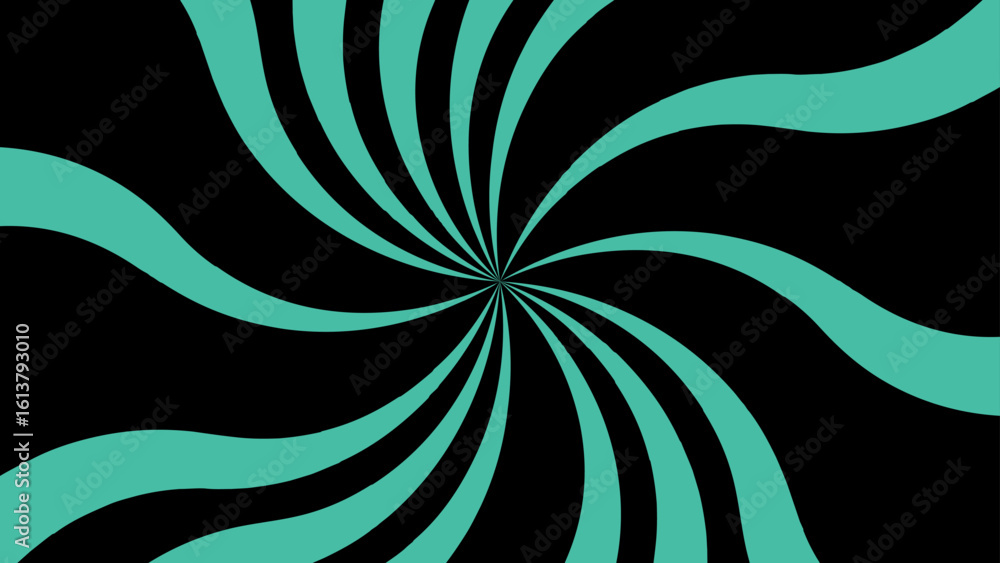 Poster abstract bold radial burst design with teal and black triangular rays. starburst or explosion-like o