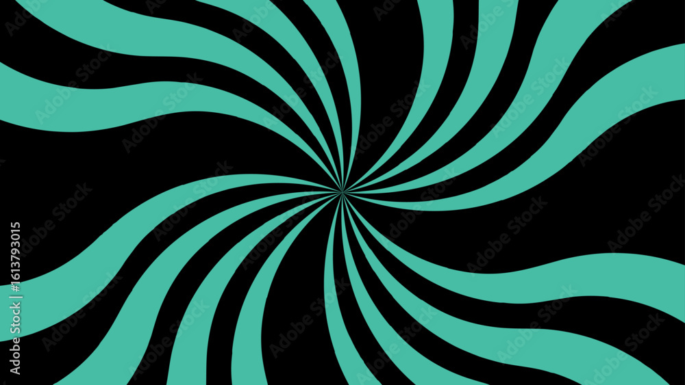 Poster abstract bold radial burst design with teal and black triangular rays. starburst or explosion-like o