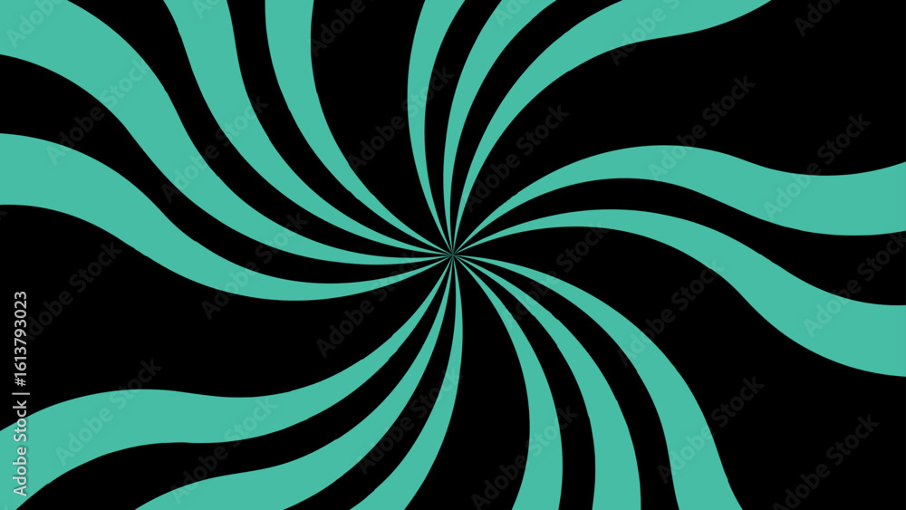 Poster abstract bold radial burst design with teal and black triangular rays. starburst or explosion-like o