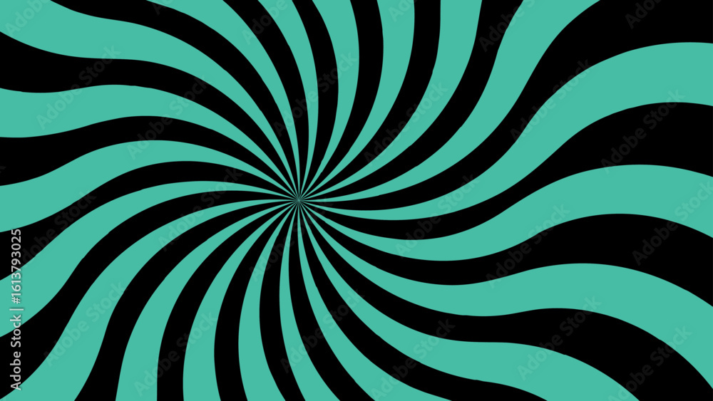 Poster abstract bold radial burst design with teal and black triangular rays. starburst or explosion-like o