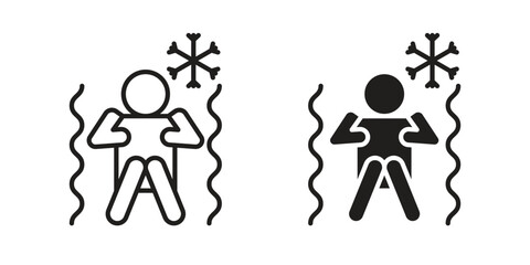 Cold human icon vector editable. black vectors set