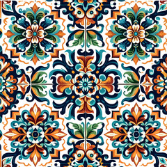 Mexican Talavera tile pattern vector. .