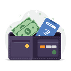 Fintech Concept: Wallet with Digital Currency