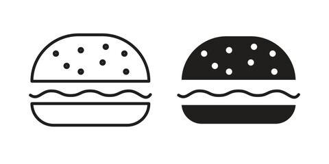 Cheese burger icon vector editable. black vectors set
