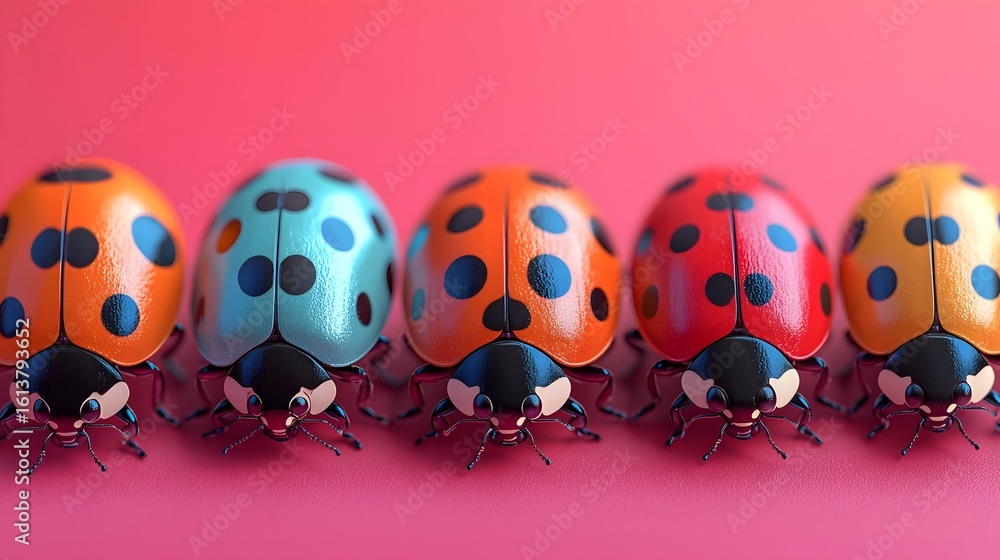 Poster vibrant ladybug pattern with playful polka dots