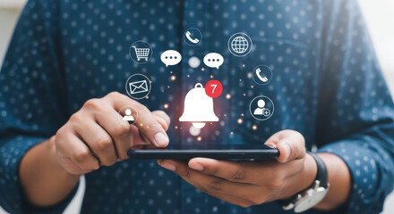 Notification bell mobile phone notifications social media marketing digital communication strategy app alerts