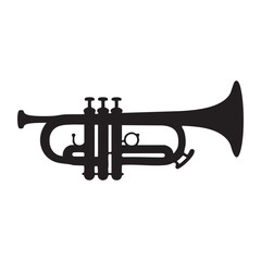 silhouette of a musical instrument trumpet black illustration isolated on white background