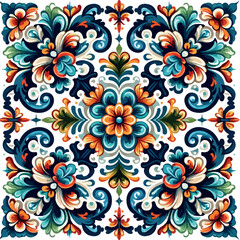 Mexican Talavera tile pattern vector. .