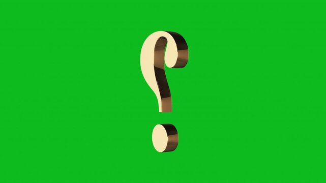 4K Golden Question Mark Animation on Green Screen &ndash; Transparent Background for Video Editing