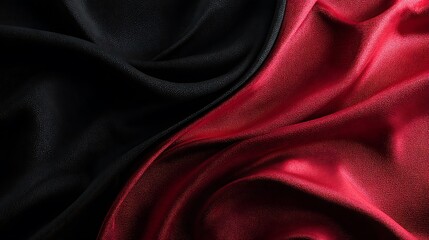 Deep crimson and obsidian fabric folds texture draped