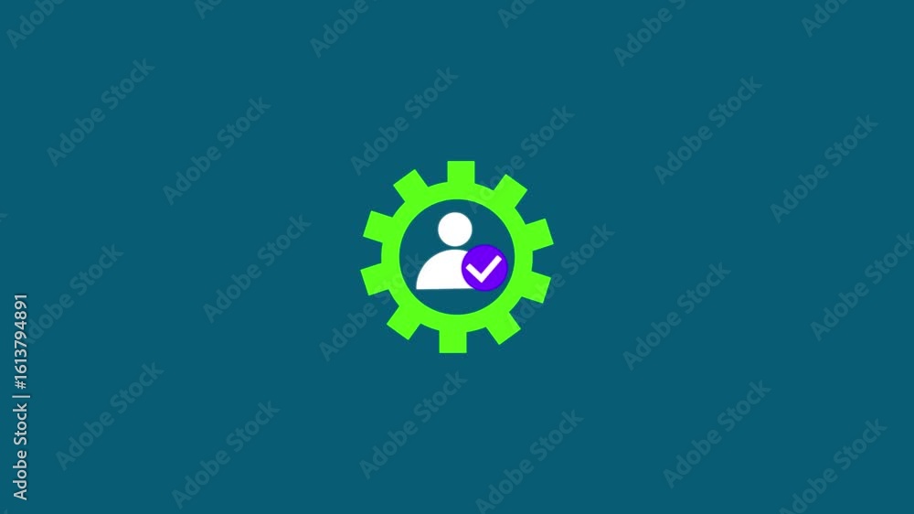 Aufkleber glowing setting updating icon with check mark animation on background.