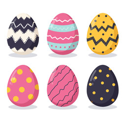 Glossy Pink Easter Egg with Zigzag Pattern, Transparent Background, Graphic Design Element