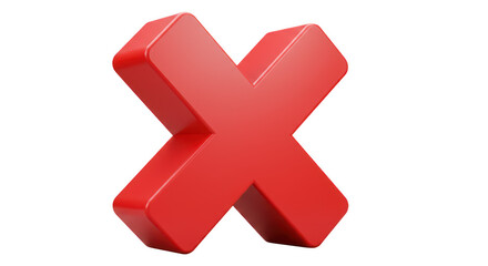 Obraz premium Glossy red letter x isolated on transparent background