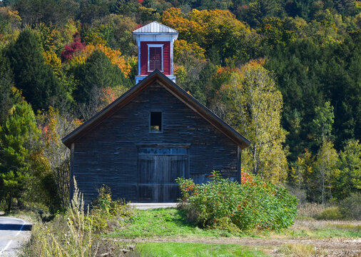 New England Barn in Curve of Road