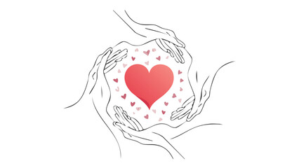 Unity in Compassion: Hands Surrounding a Heart Symbolizing Love and Care in Diversity