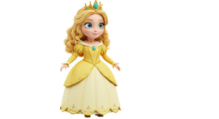 Standing Princess Doll in Yellow Dress and Crown