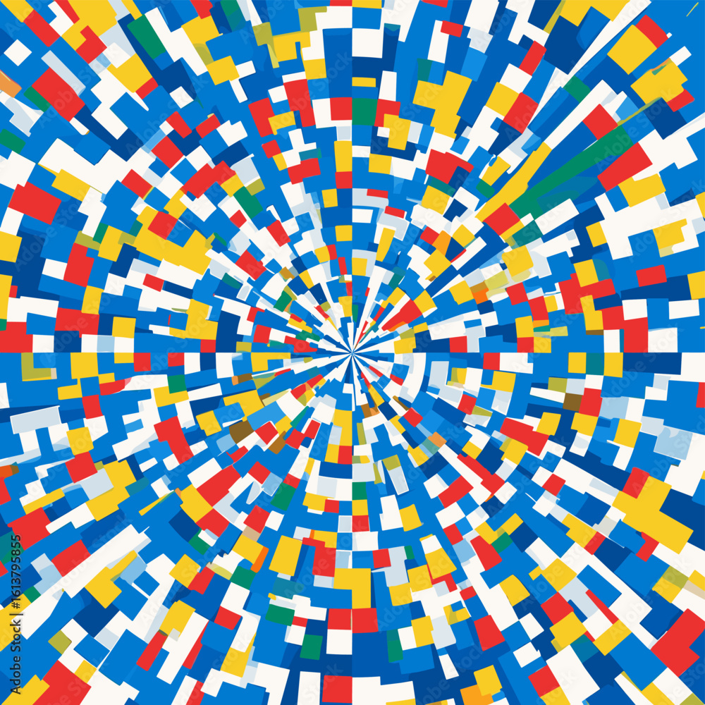 Poster abstract colorful background with geometric shapes in radial design