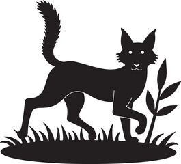 A charming vector illustration of a domestic black and white cat and dog, or a sleek black cat silhouette, ideal for pet-themed designs