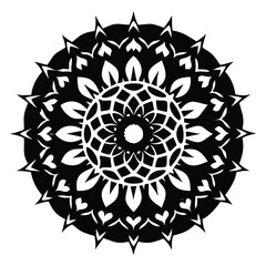 Floral Heart Mandala Silhouette