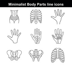 Human Anatomy Icon Set line art vector illustration on white background.