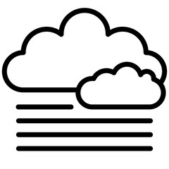 Fog icon, Black And White Outline Icon Vector.