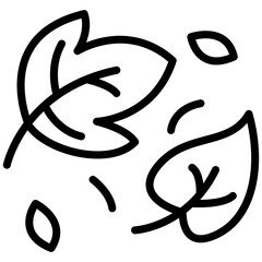 Falling Leaf icon, Black And White Outline Icon Vector.
