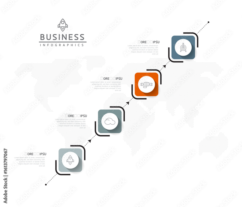 Aufkleber vector business presentation connecting steps infographic template