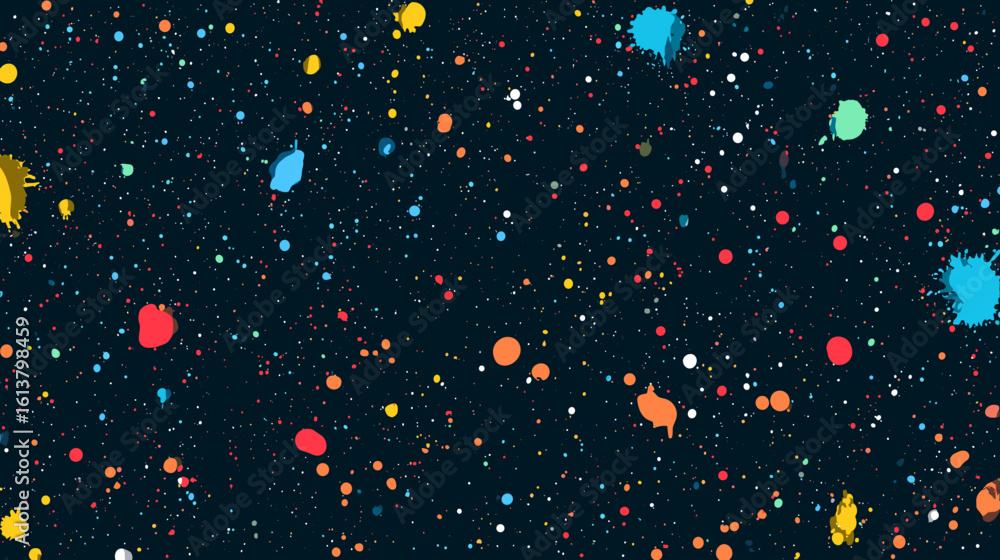 Poster colorful splash pattern on dark background in abstract style