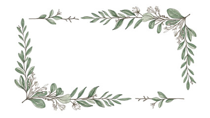 Naklejka premium Elegant botanical frame with lush watercolor greenery creates a natural touch for your designs and heartfelt notes