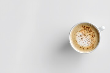 Delicious Coffee with Cream and Cinnamon on a Minimalistic Surface
