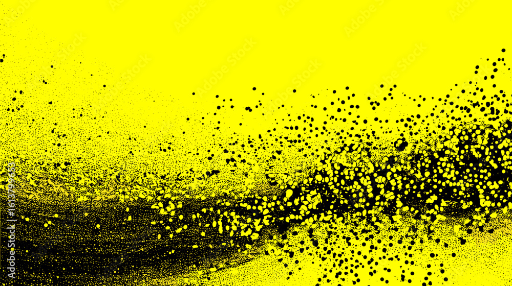 Poster abstract black and yellow gradient background with textured dots
