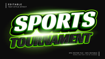 Sports tournament 3d editable text effect template