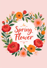 Vibrant Red Floral Wreath with Transparent Background, Watercolor Illustration for Branding