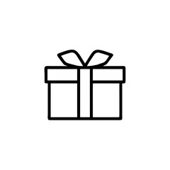 Outline gift box with ribbon bow on present