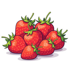 Vibrant Red Strawberries with Green Leaves on Transparent Background, Watercolor Illustration for Digital Media