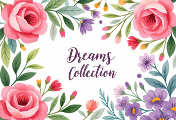 Watercolor Pink Rose Bouquet with Transparent Background, Floral Illustration for Branding